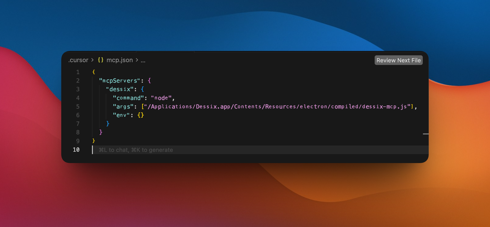Cursor mcp.json config example